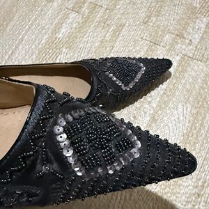 Brand new leather like beaded heels
